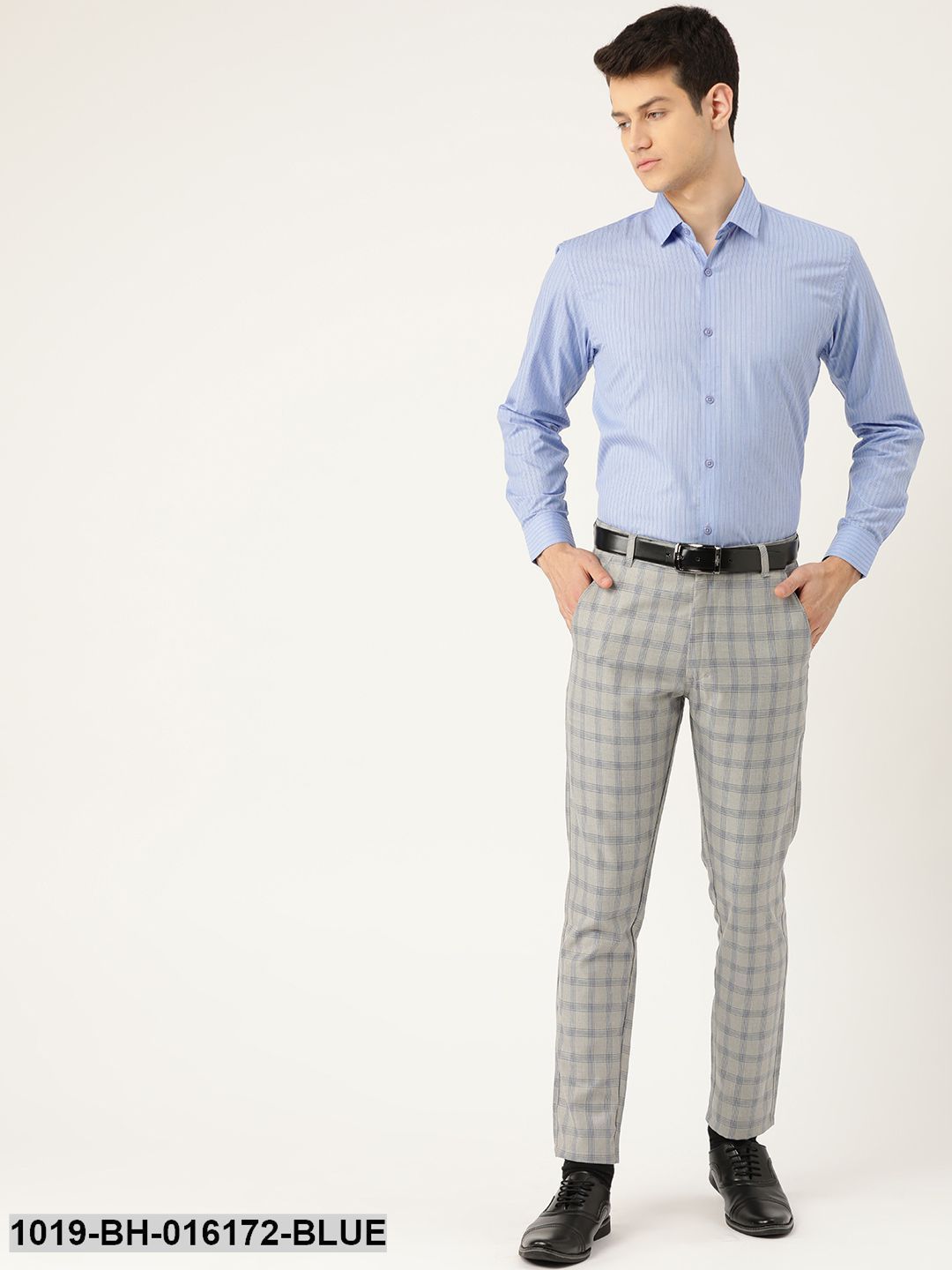Men's Cotton Blue Striped Formal Shirt - Sojanya