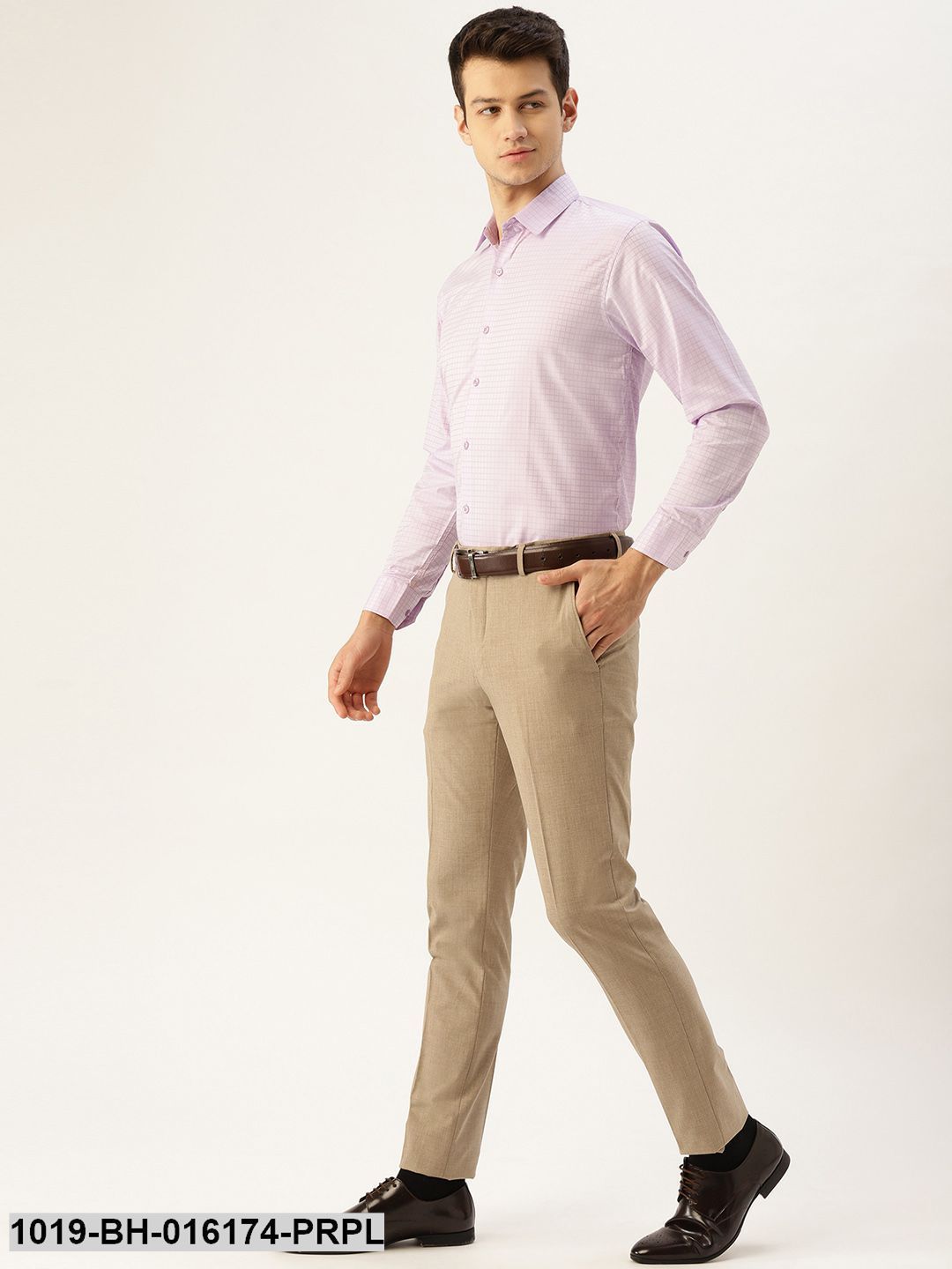 Men's Cotton Purple Checked Formal Shirt