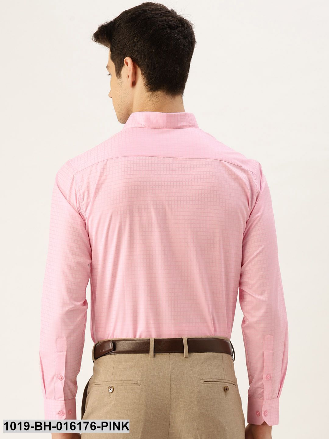 Men's Cotton Pink Checked Formal Shirt - Sojanya