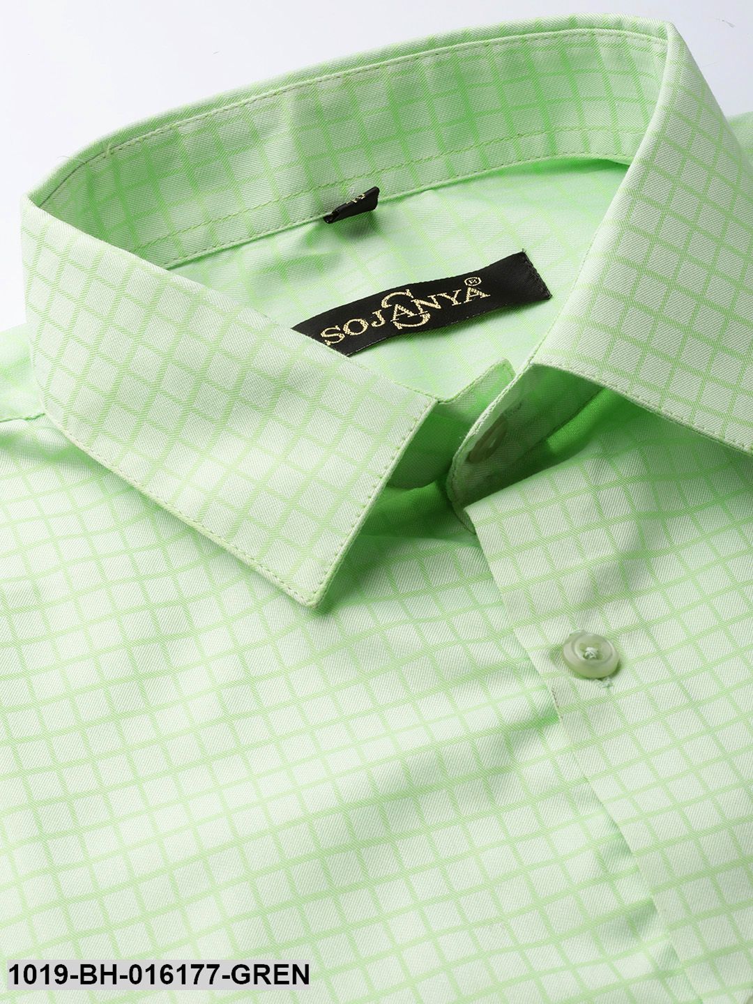 Men's Cotton Green Checked Formal Shirt