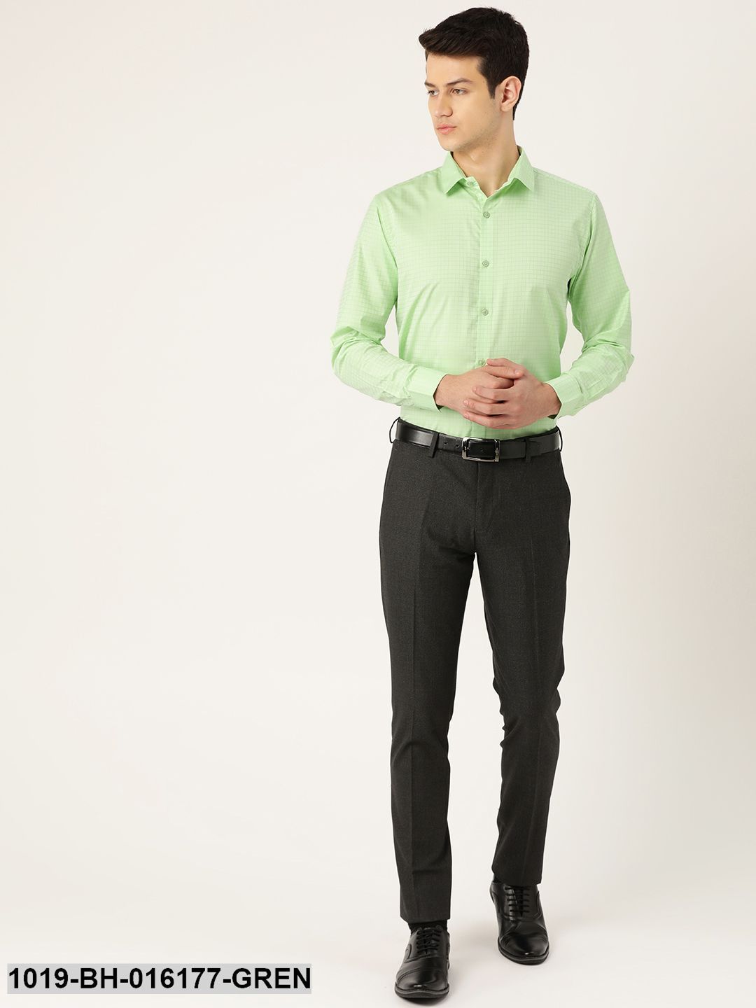 Men's Cotton Green Checked Formal Shirt