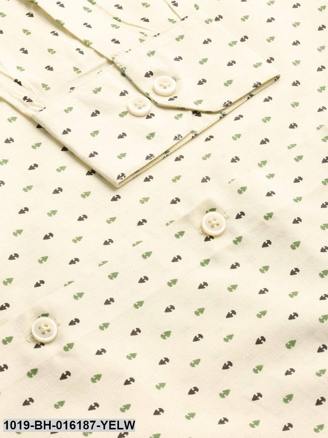 Men's Cotton Lemon Yellow & Multi Printed Formal Shirt