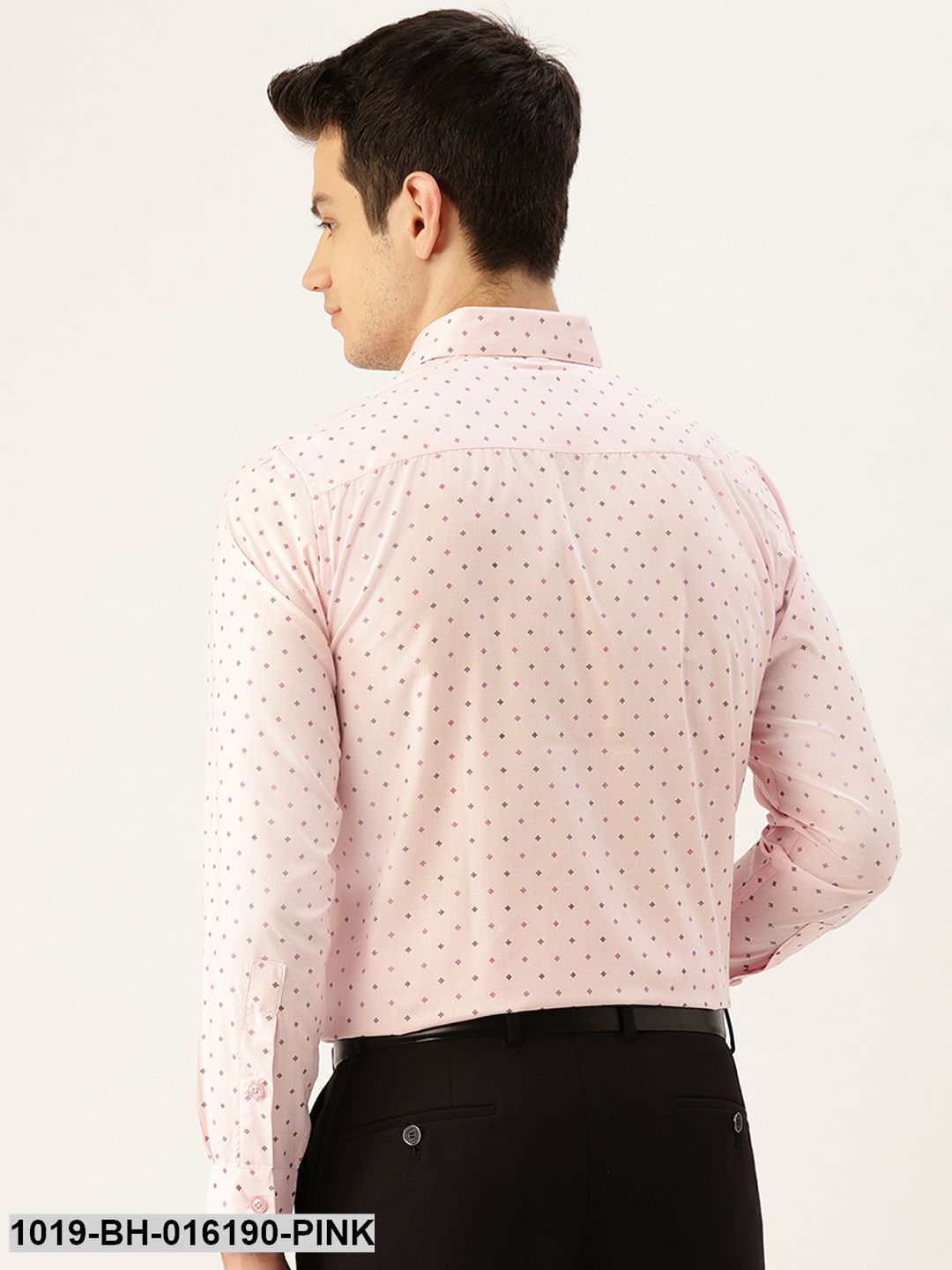 Men's Cotton Pink & Multi Printed Formal Shirt