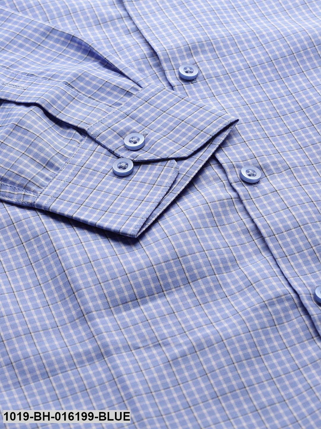 Men's Cotton Blue & Off White Checked Formal Shirt - Sojanya
