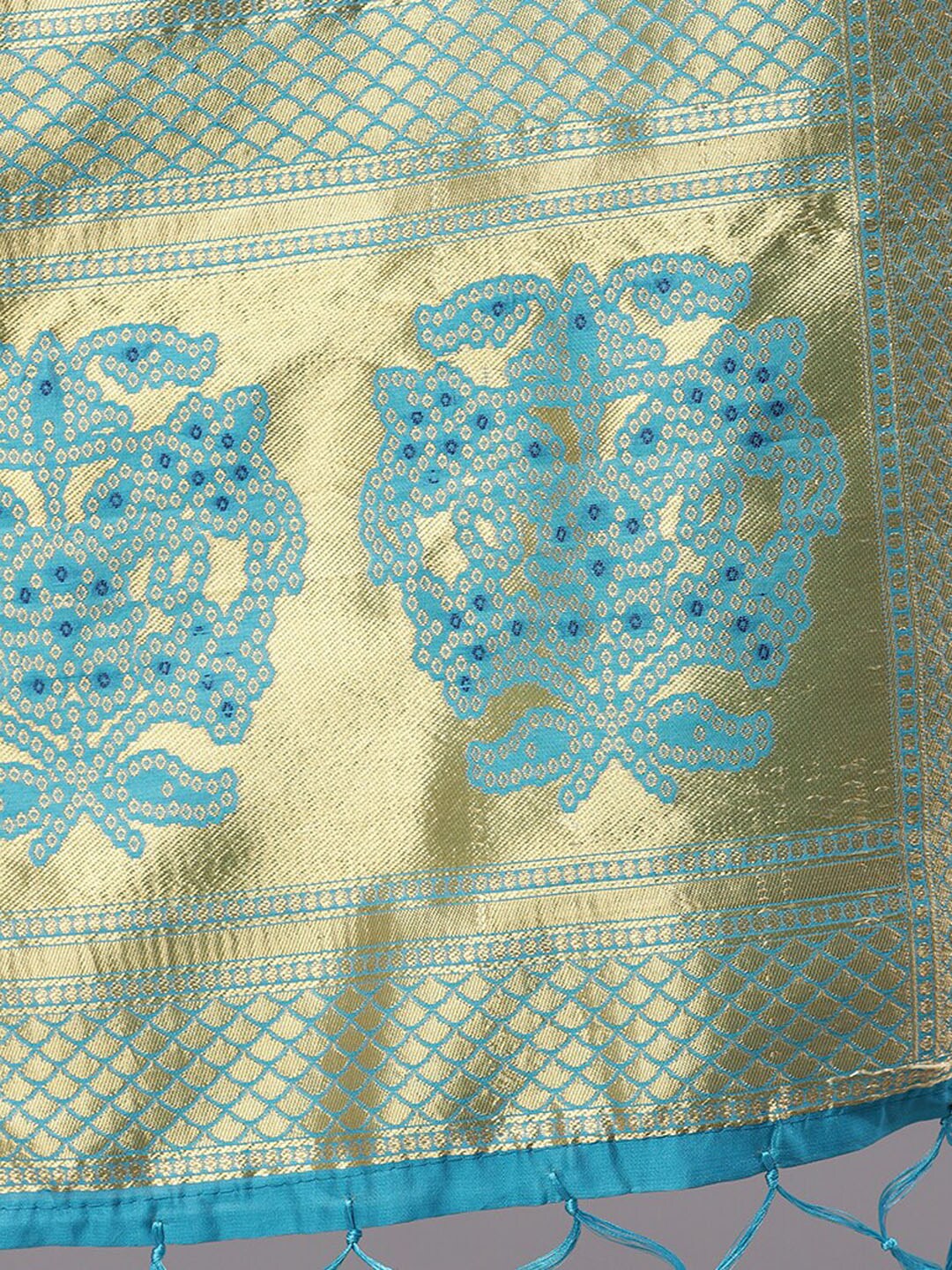 Women's Turquoise Blue Zari Worked Dupatta - Aks