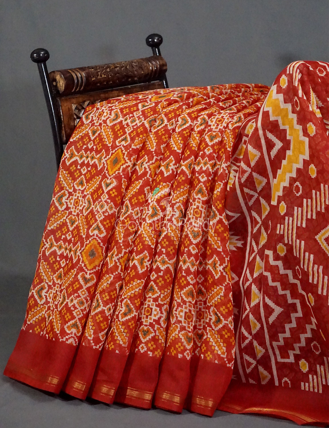 Women's Red Semi Chanderi Saree - Gayathri Sarees