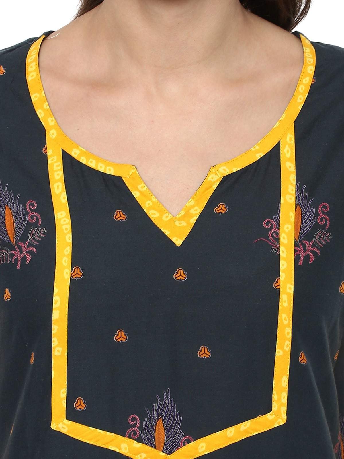 Women's Pannkh Casual 3/4 Sleeve PrintedKurti - Pannkh