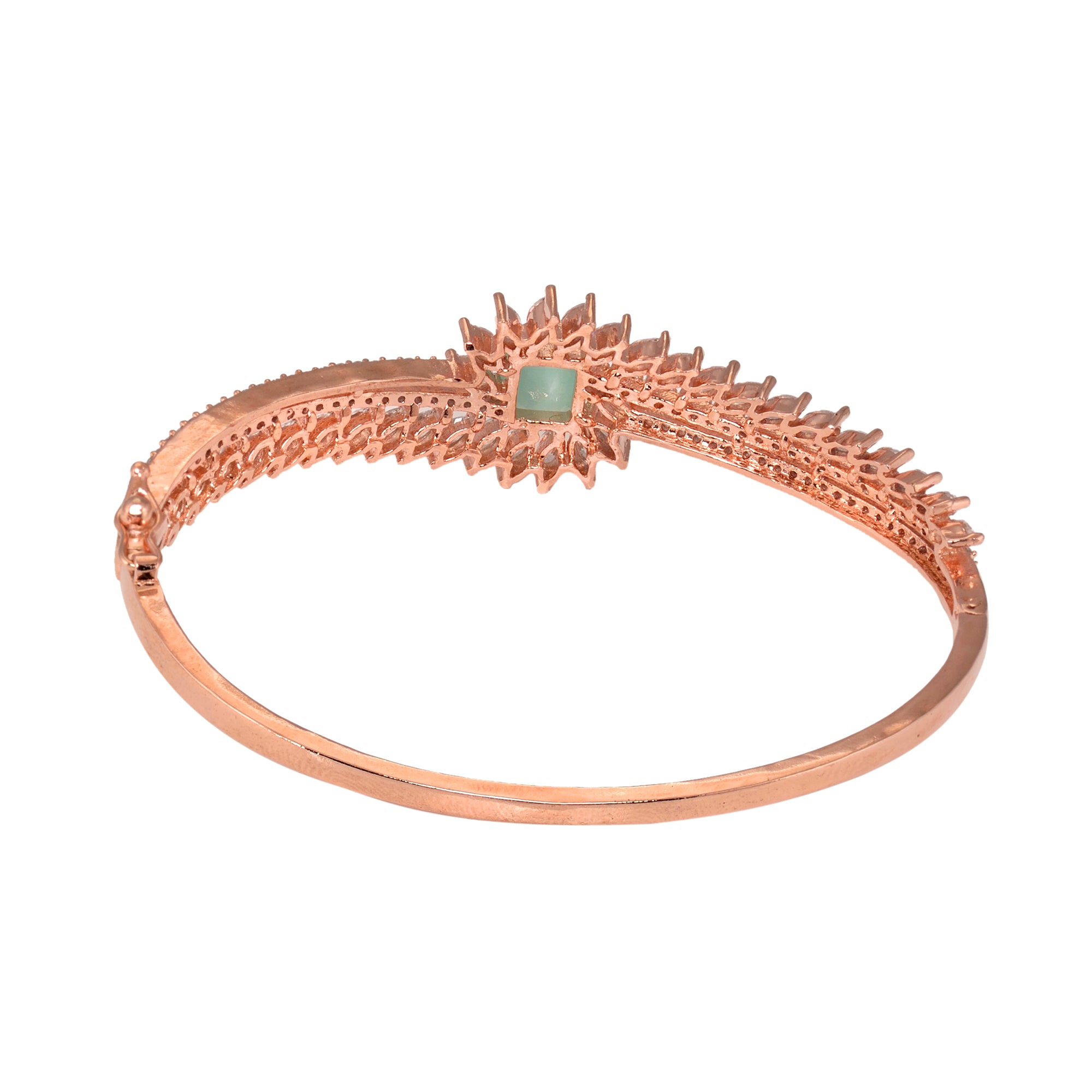 Rose Gold Plated Mint American Diamond Handcrafted Bracelet For Women And Girls - Saraf Rs Jewellery