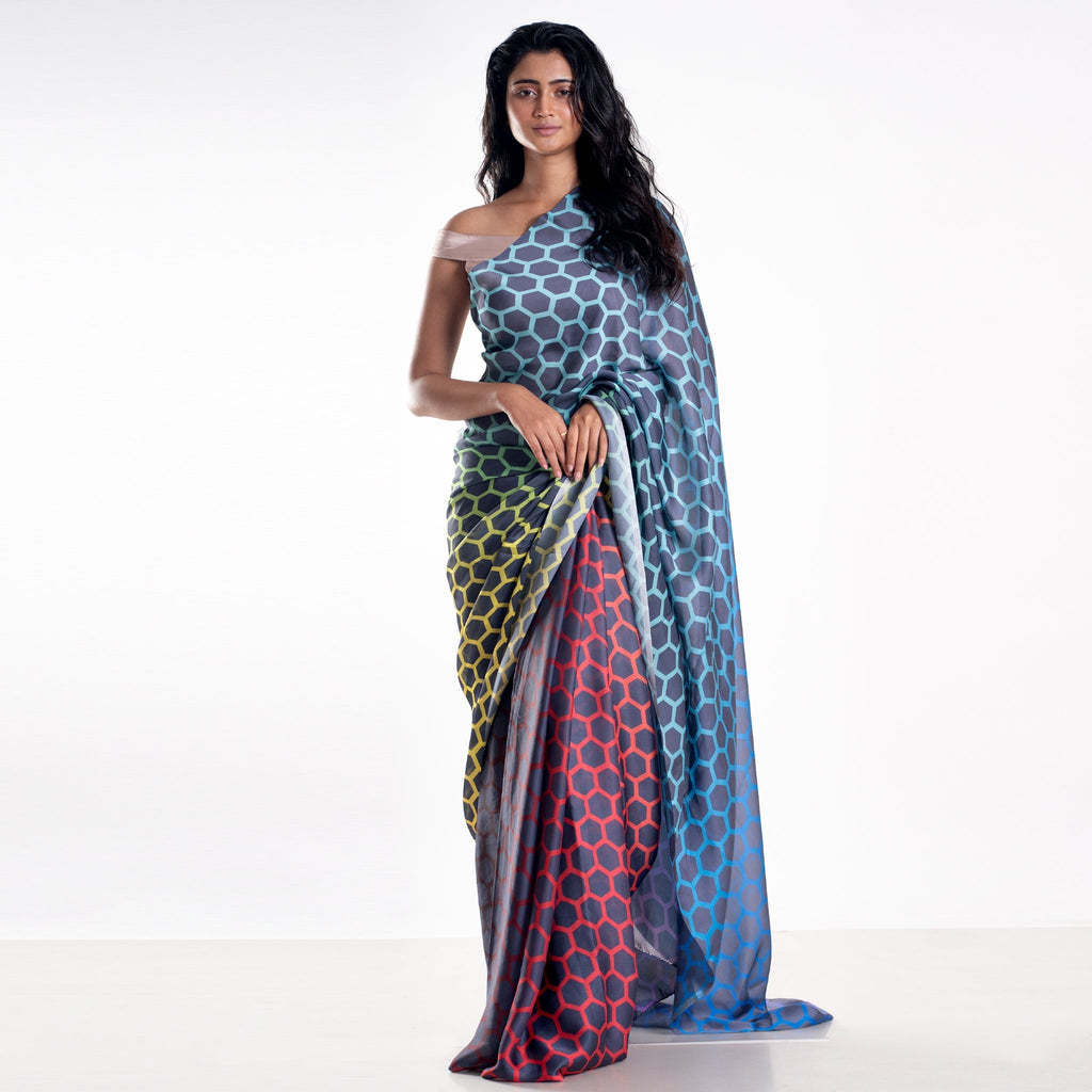 Women's Virgo Digital Printed Satin Georgette Saree