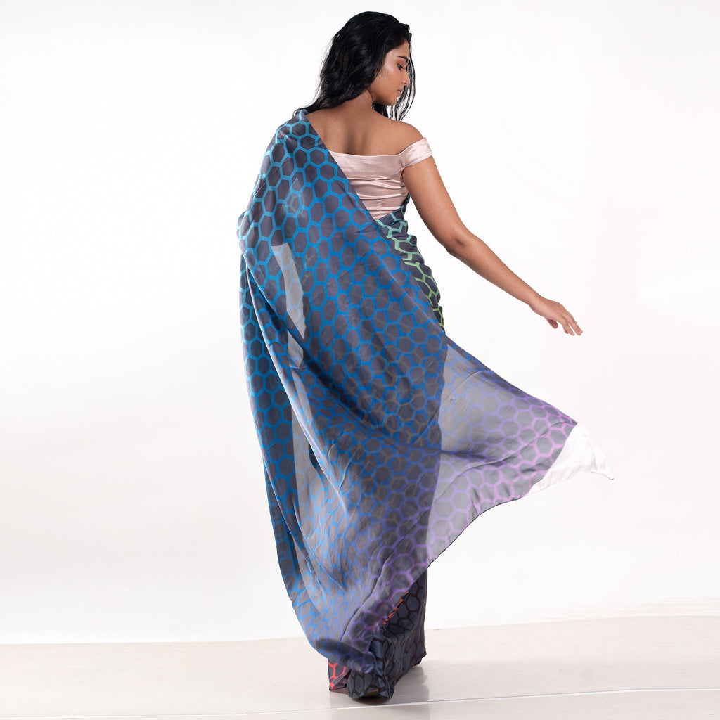 Women's Virgo Digital Printed Satin Georgette Saree