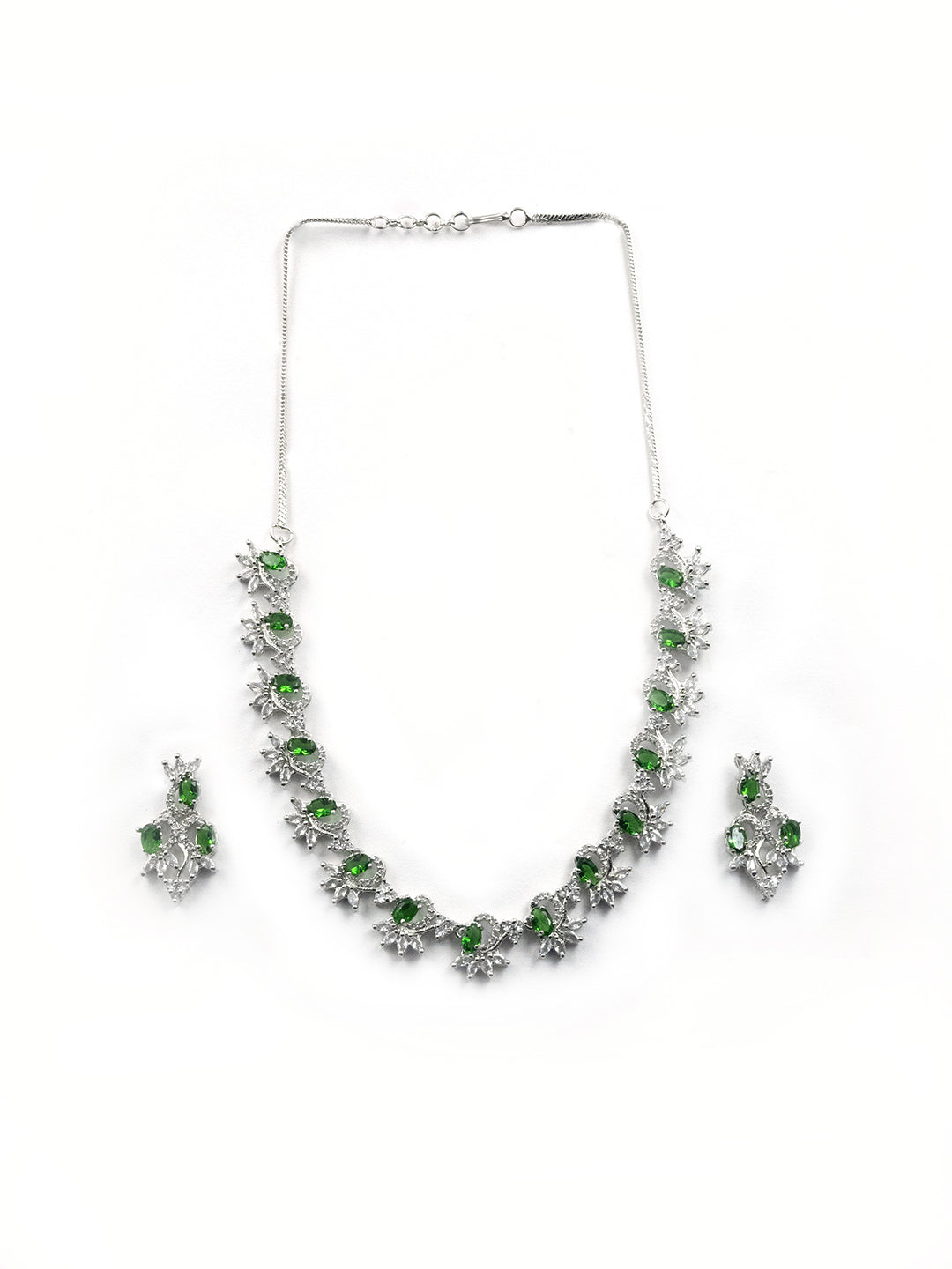 Women's Graceful American Diamond Necklace Set with Earrings - StileAdda