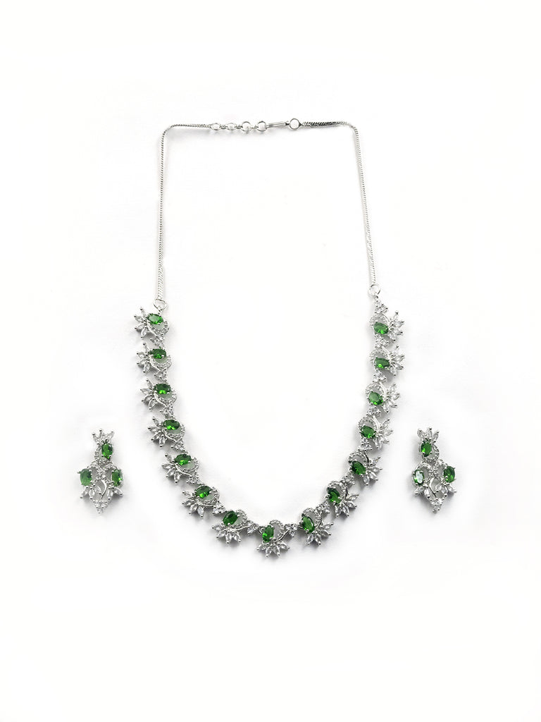 Women's Graceful American Diamond Necklace Set with Earrings