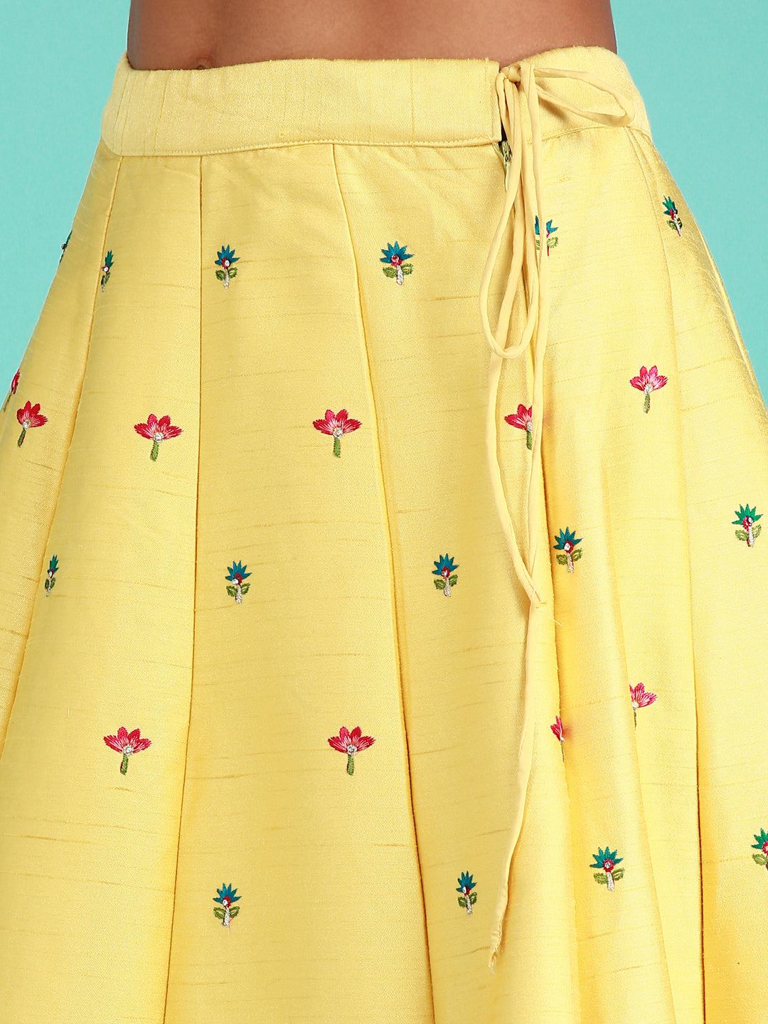 Women's Yellow Pure Silk Sequise Work Lehenga & Blouse With Dupatta - Royal Dwells