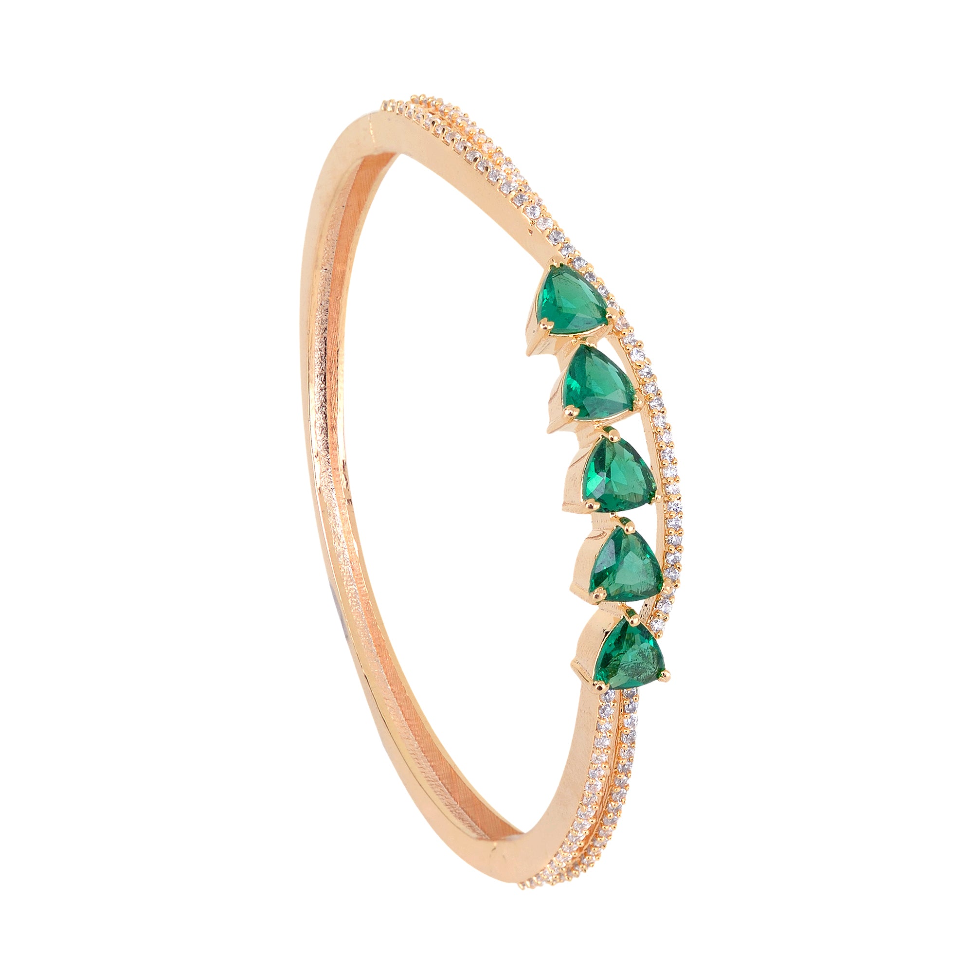 Gold Plated Green American Diamond Handcrafted Bracelet For Women And Girls - Saraf Rs Jewellery