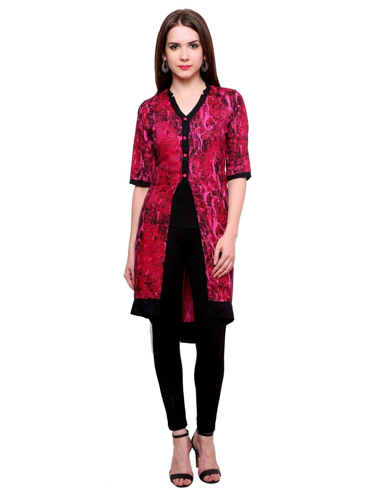 Women's Abstract Print Jacket Kurti - Pannkh