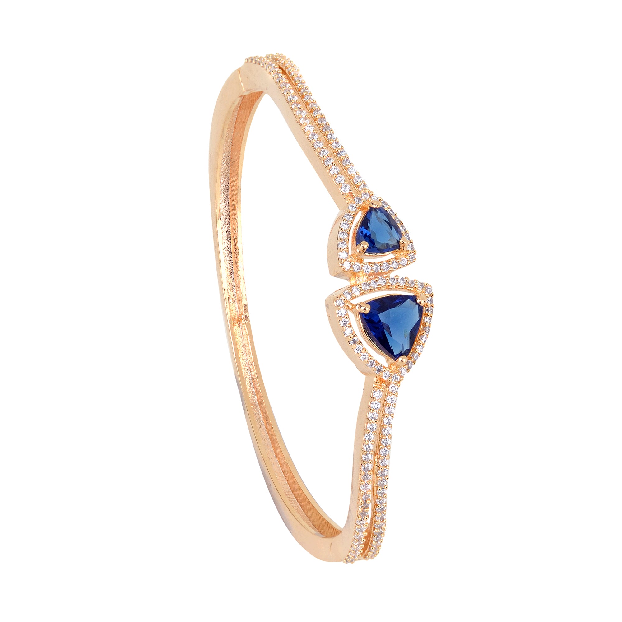 Gold Plated Blue American Diamond Handcrafted Bracelet For Women And Girls - Saraf Rs Jewellery