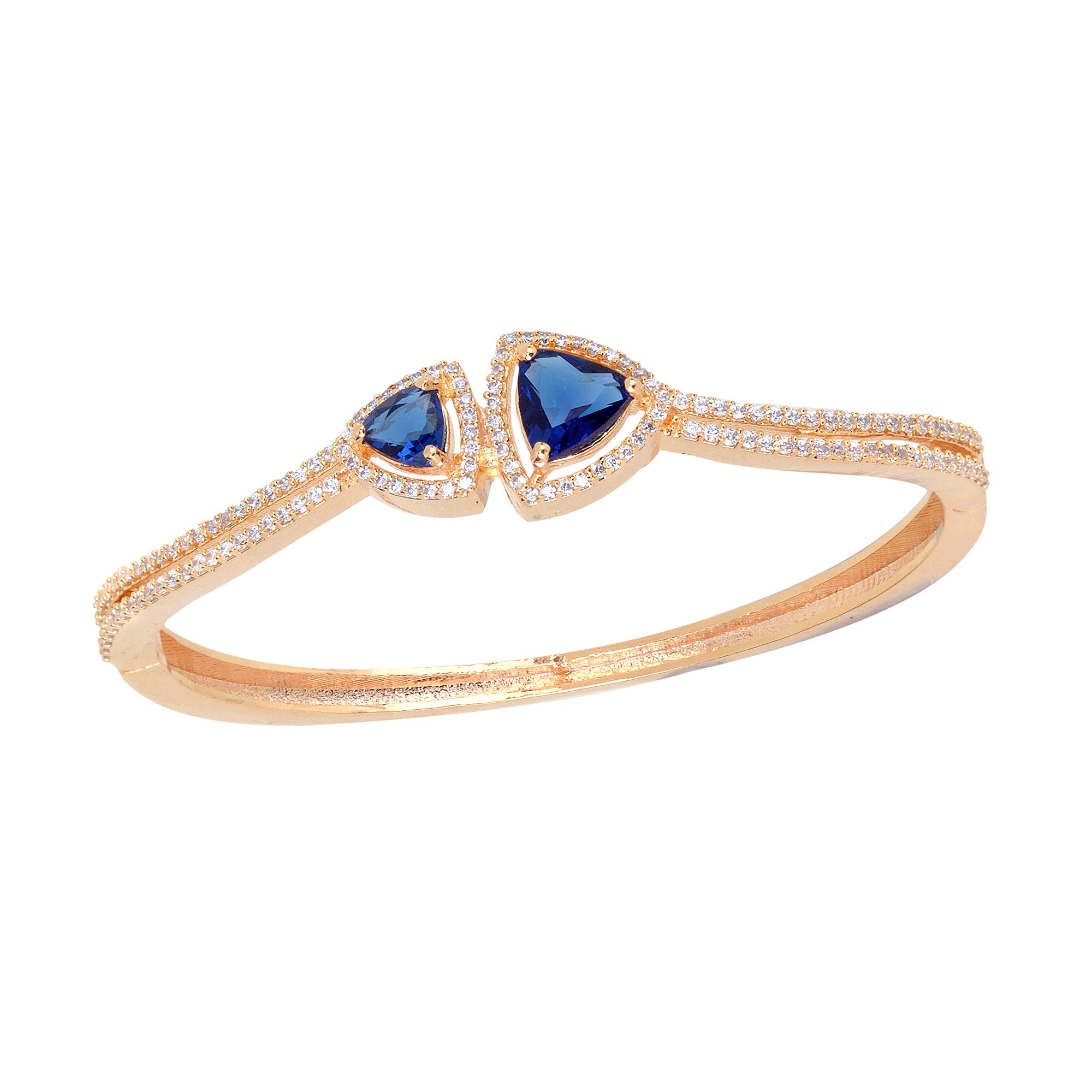 Gold Plated Blue American Diamond Handcrafted Bracelet For Women And Girls - Saraf Rs Jewellery