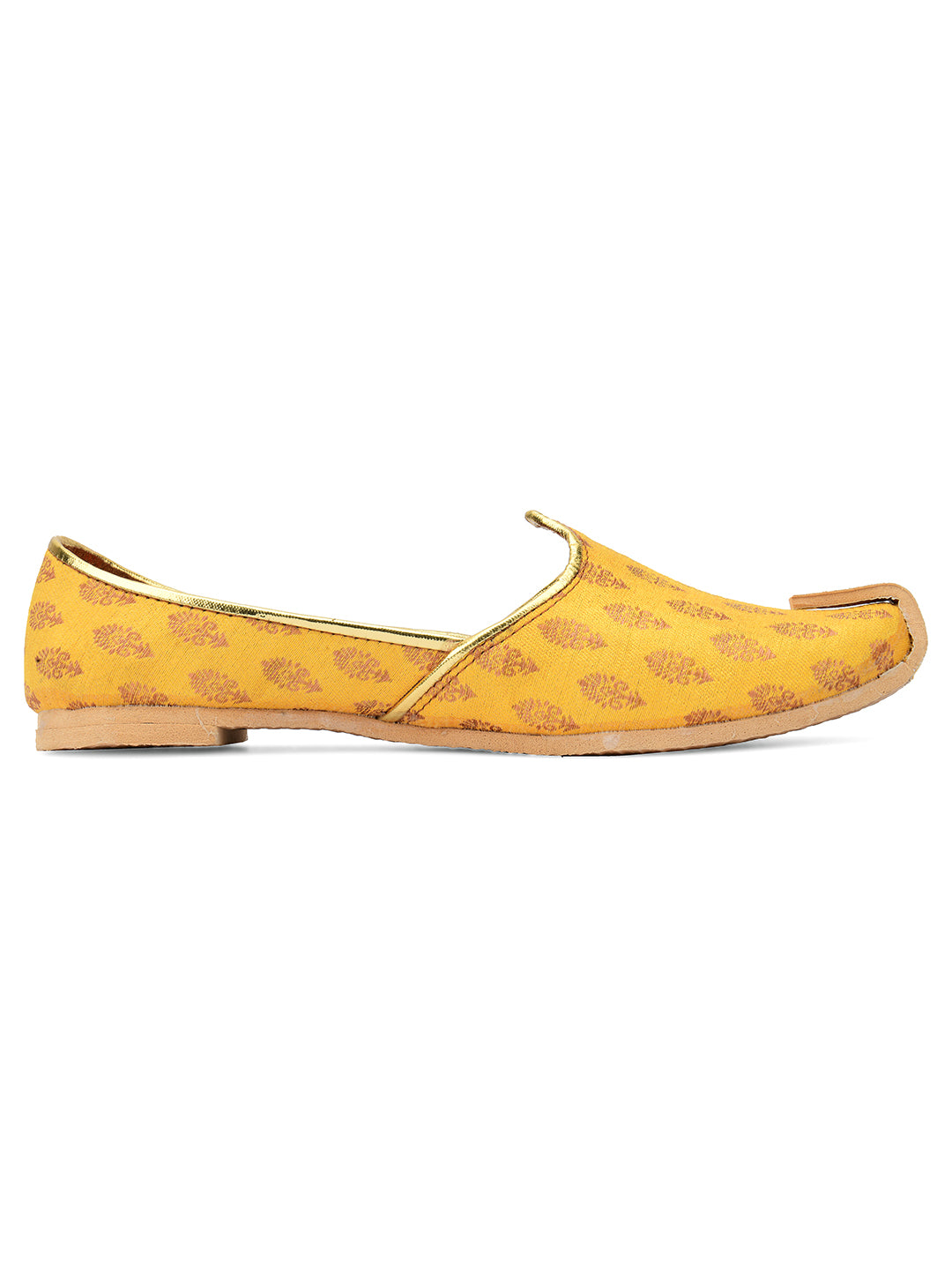 Men's Indian Ethnic Party Wear Yellow Footwear - Desi Colour