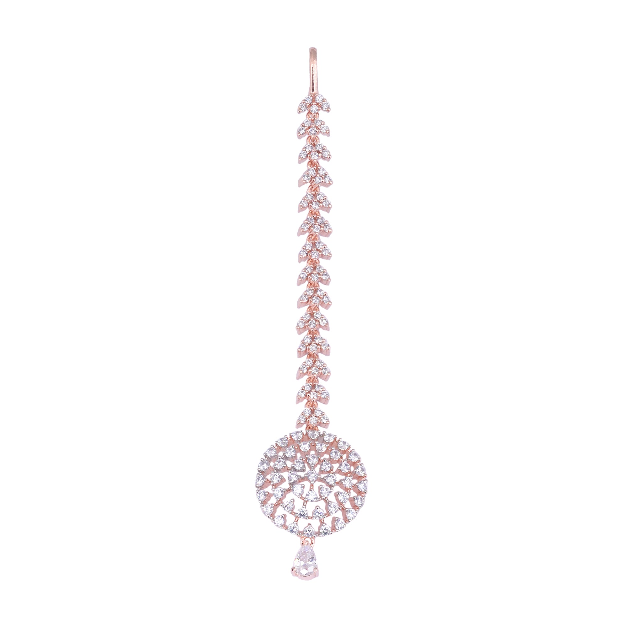 Simple Diamond Maang Tikka Rose Gold plated for Women & Girls - Saraf RS Jewellery