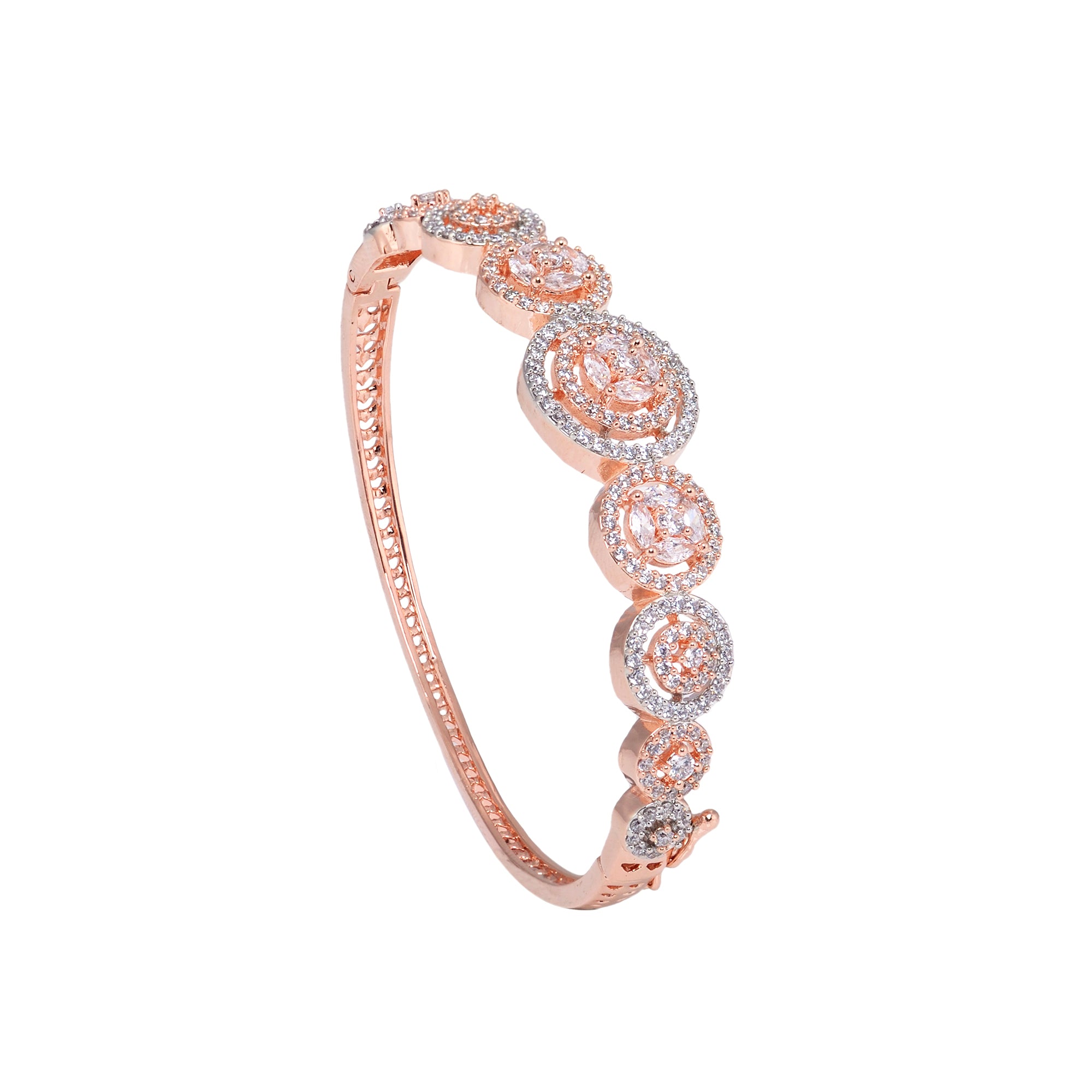 Diamond Encrusted Handcrafted Bracelet, Rose Gold Plated For Women And Girls - Saraf Rs Jewellery