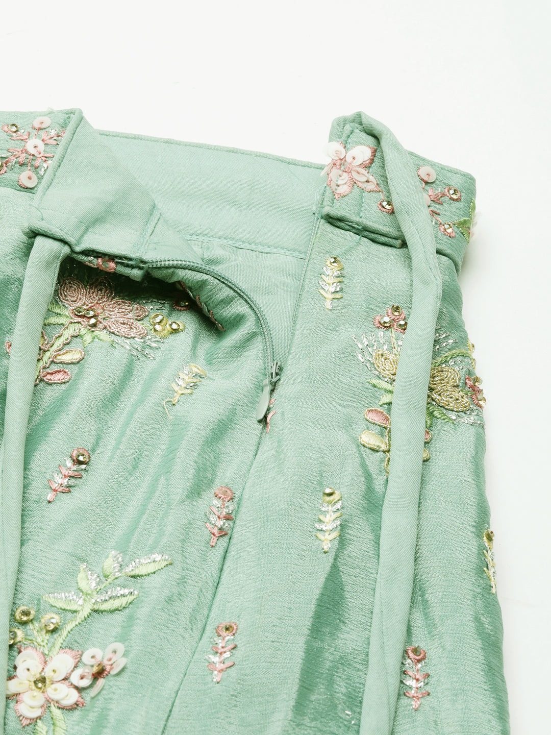 Women 's Sea Green Georgette heavy Sequinse embroidery Ready to Wear Lehenga choli & Dupatta - Royal Dwells