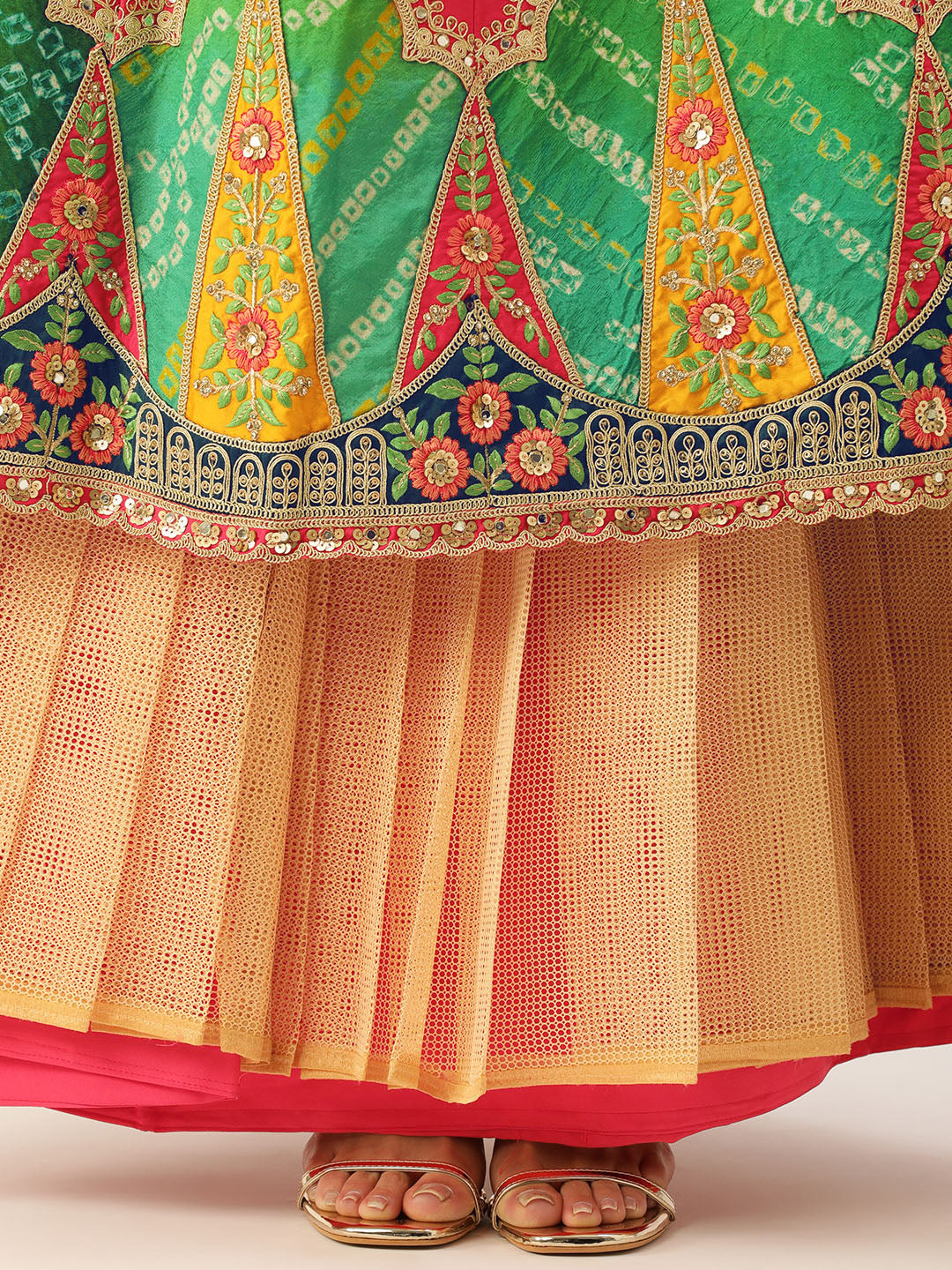 Women's Pink Satin Silk Thread Work Lehenga & Blouse With Dupatta - Royal Dwells