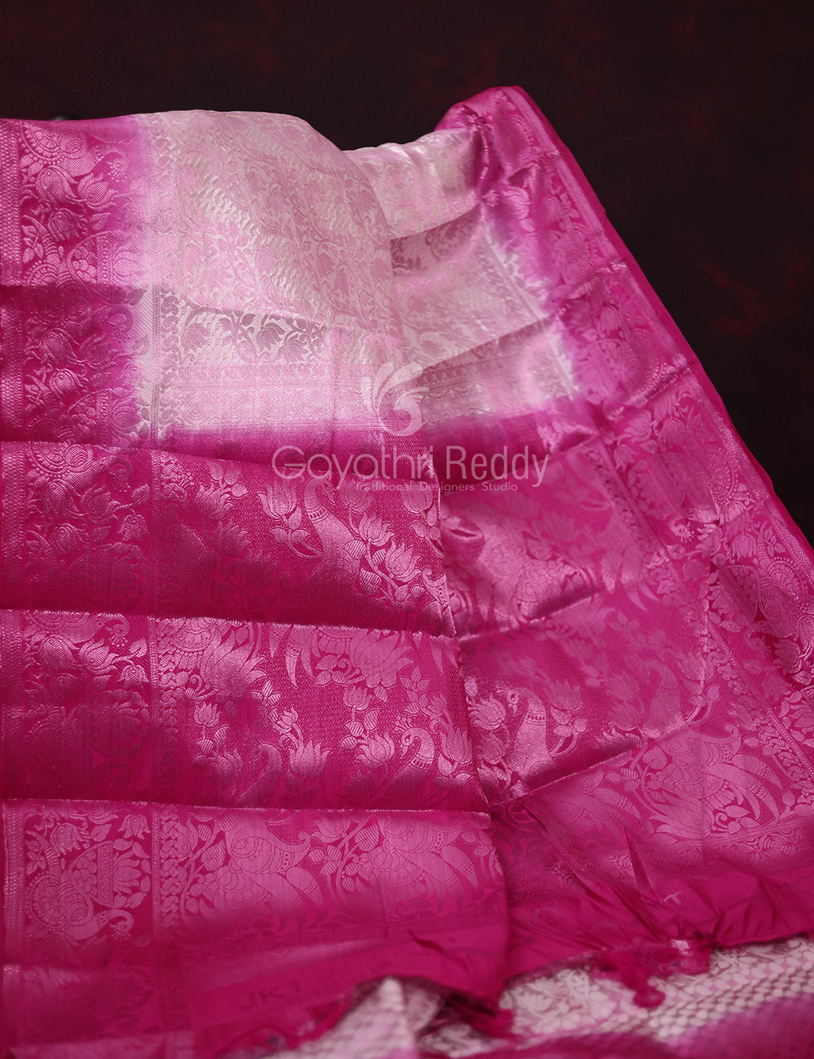 Women's Pink Banaras Semi Silk Saree - Gayathri Sarees