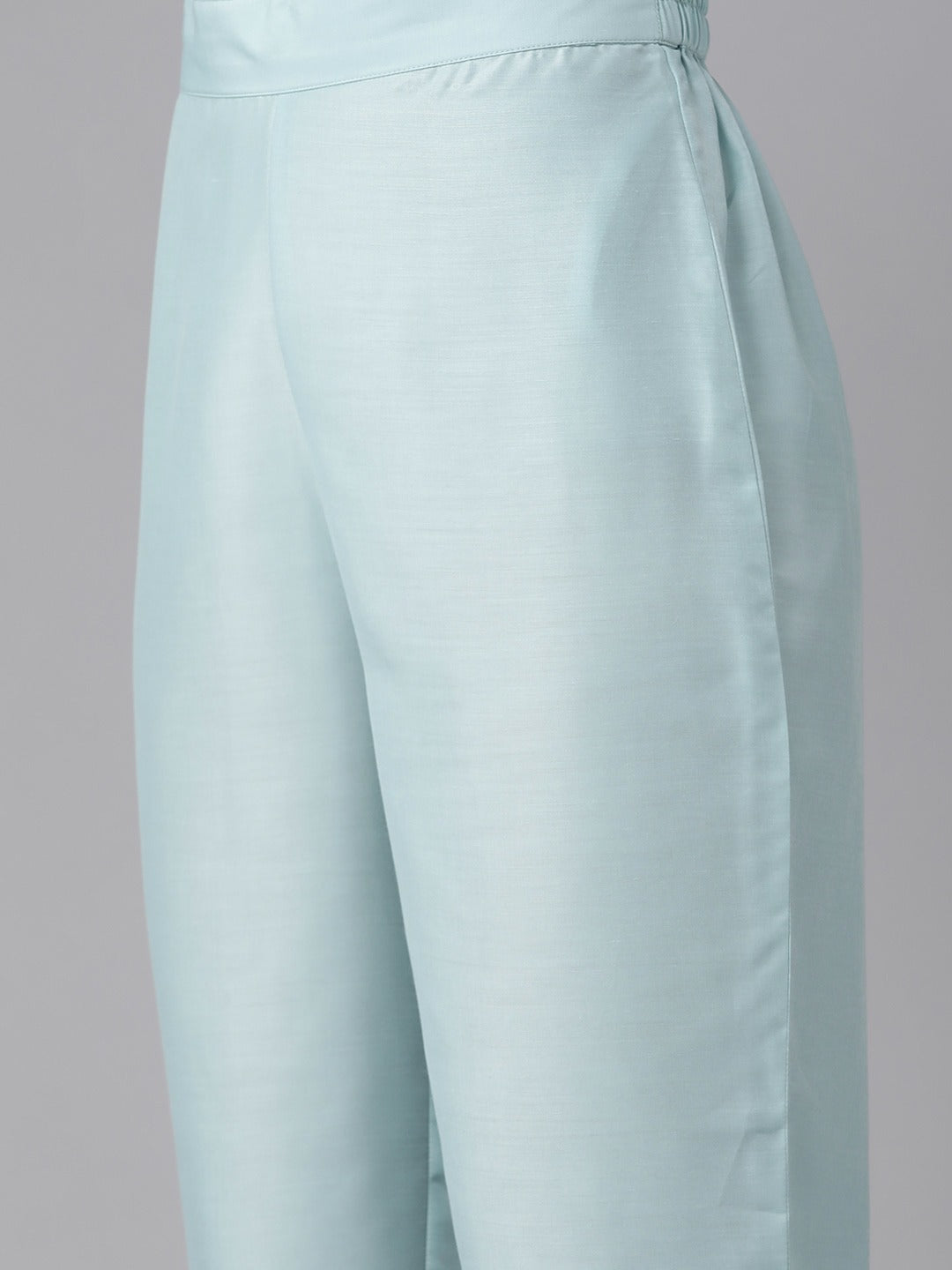 Women's Blue Embroidered Straight Kurta Trouser And Dupatta Set - Yufta