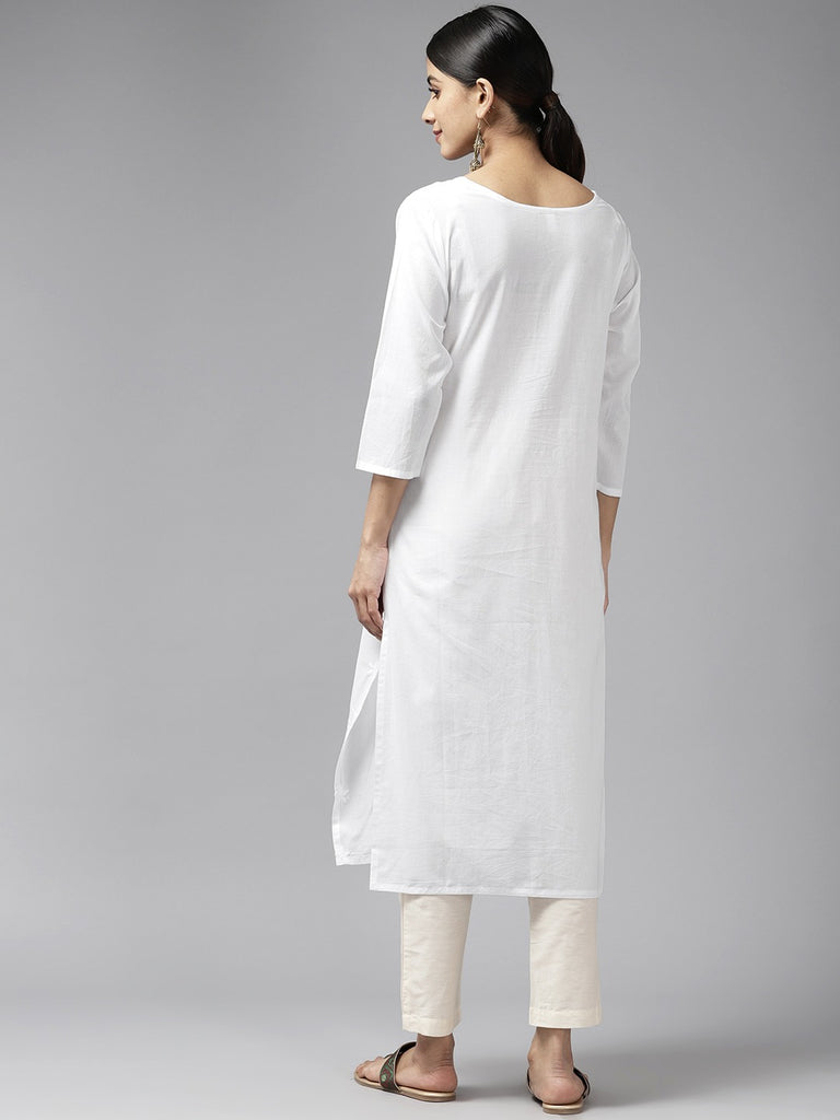 Women's White Floral Chikankari Kurta