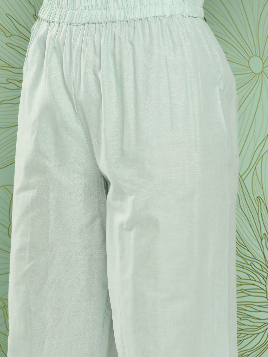 Women's Sea Green Solid Straight Kurta Trouser And Dupatta Set - Yufta