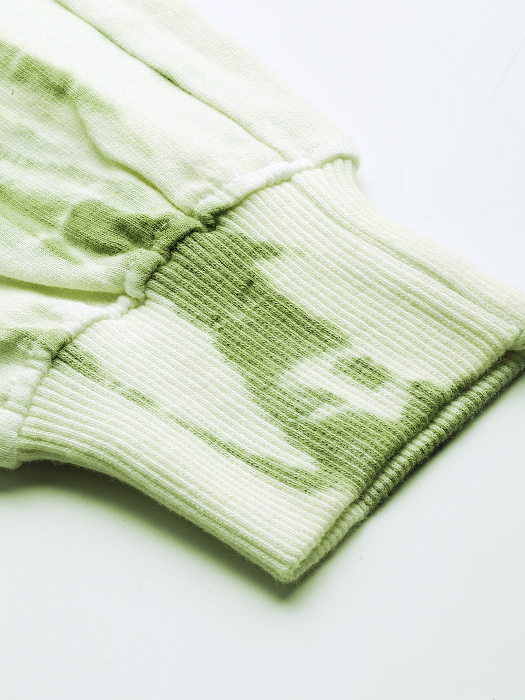 Women's White Green lighting Tie Dye Sweatshirt With Joggers - Maaesa