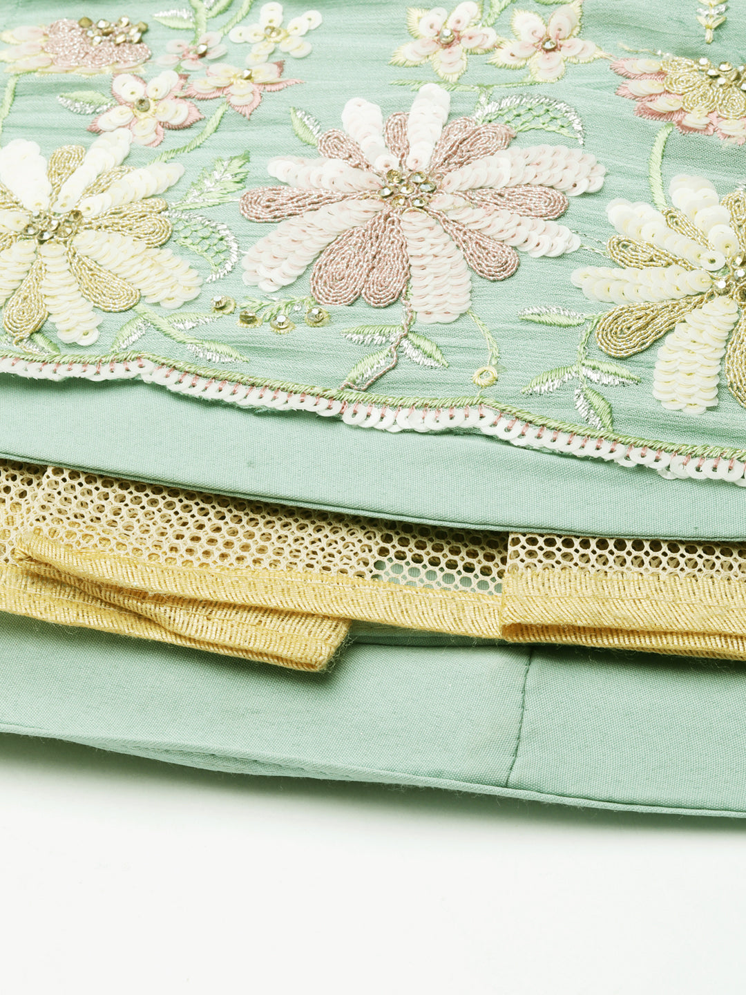 Women 's Sea Green Georgette heavy Sequinse embroidery Ready to Wear Lehenga choli & Dupatta - Royal Dwells