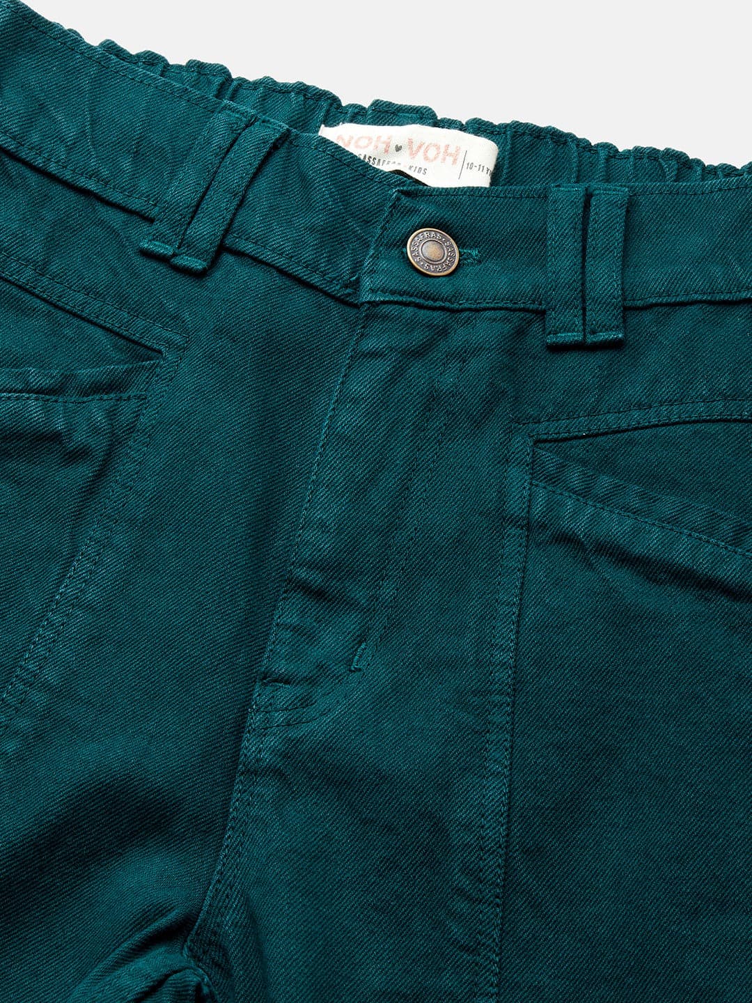 Girls Green Front Pocket Straight Jeans - Lyush Kids
