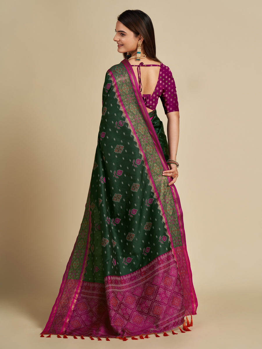 Women's Patola Green Saree - Dwija Fashion – Trendia
