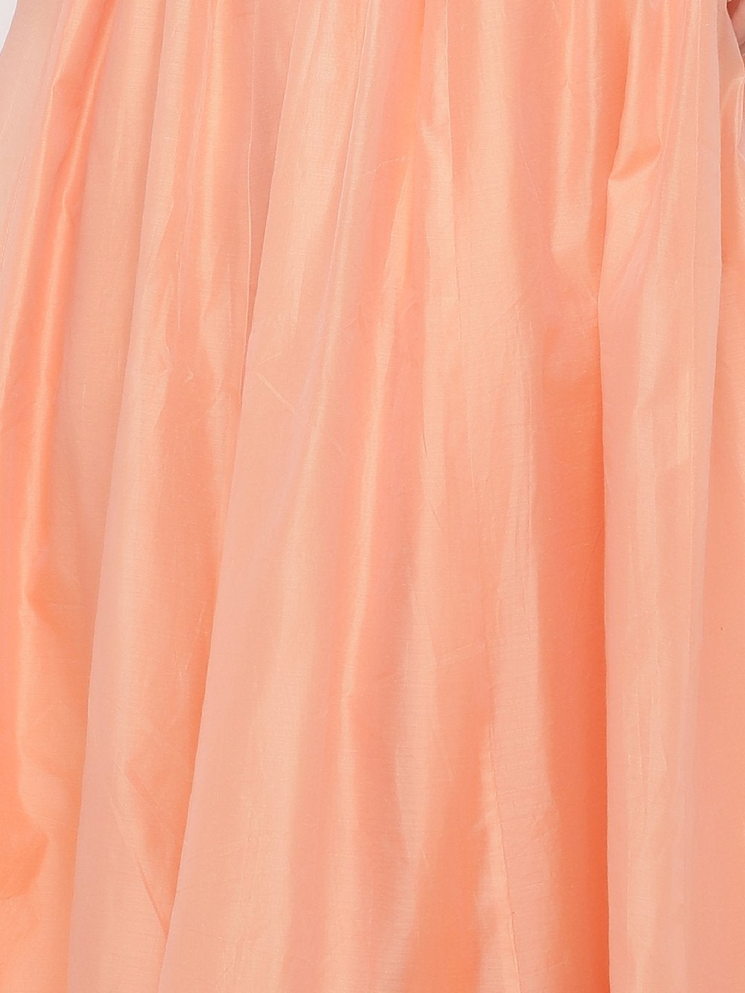 Women's Peach-Coloured Ready to Wear Silk Lehenga with Blouse(2pc) - Indian Virasat