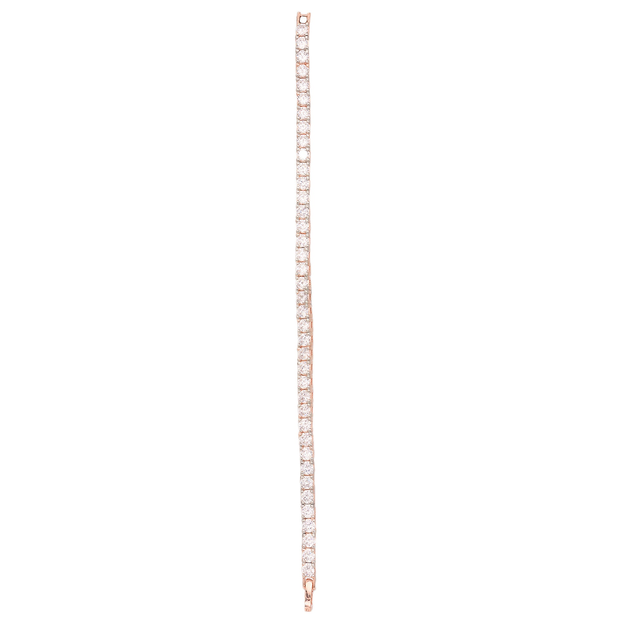 Rose Gold Plated White Ad Solitaire Studded Tennis Dainty Bracelet For Women And Girls - Saraf Rs Jewellery