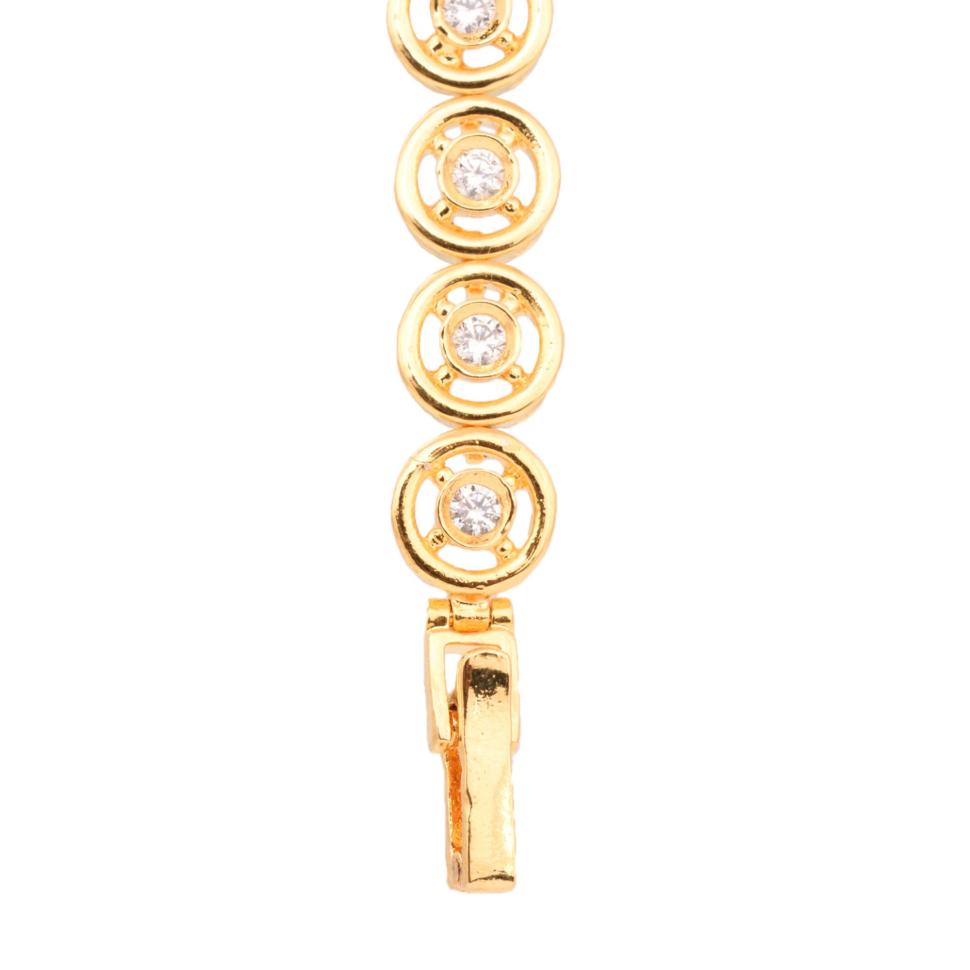 Gold Plated White Ad Studded Tennis Classy Bracelet For Women And Girls - Saraf Rs Jewellery