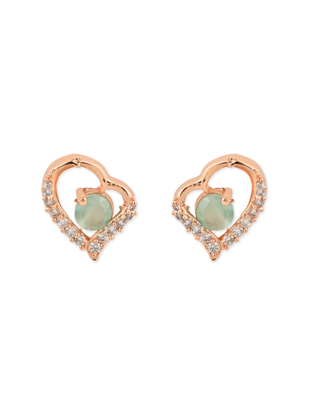 Women's I Jewels Valentine'S Special Rose Gold-Plated Heart Shaped Studs (E2972Min) - I Jewels