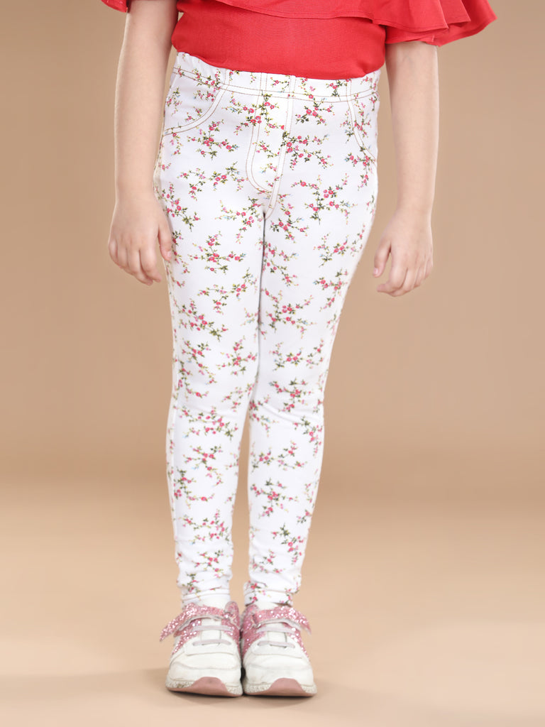 Girl's  Cotton Floral Printed Jegging - S