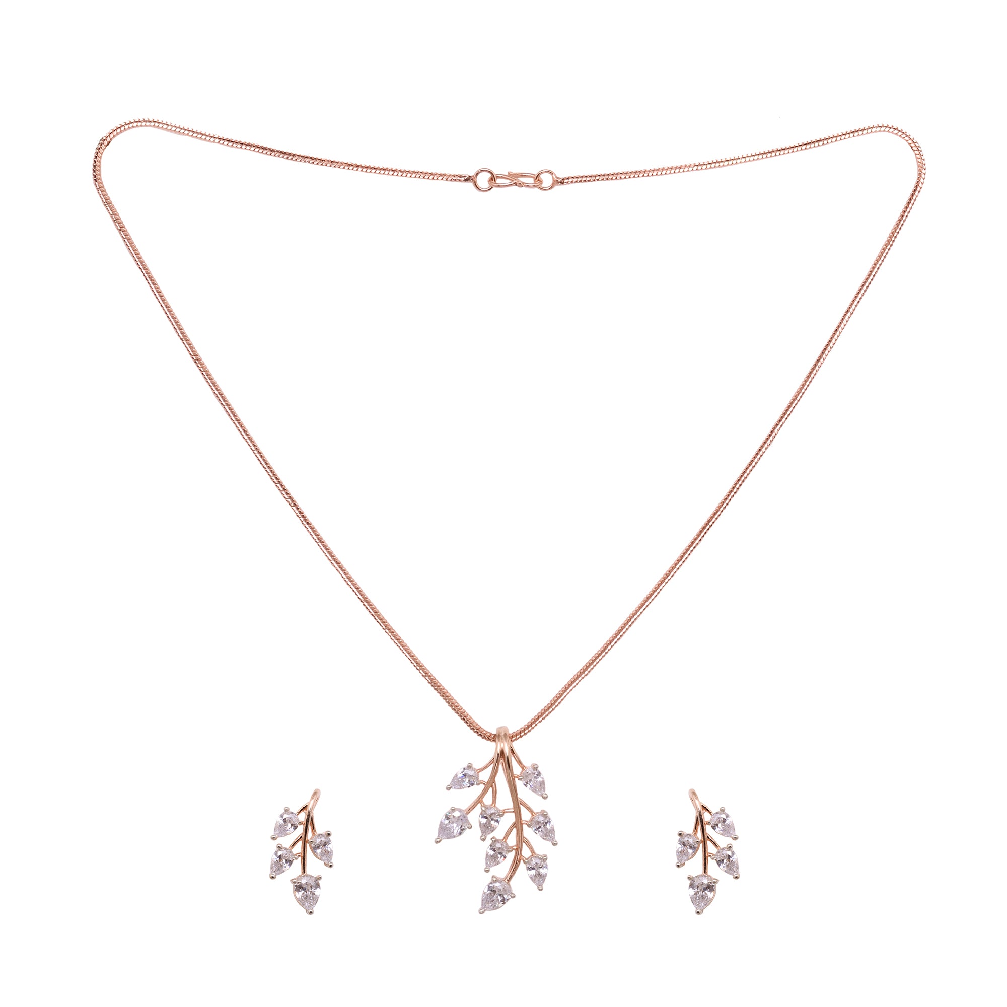 Women's Rose Gold Plated Ad Queen Victoria Ginni Locket Jewellery Set - Saraf Rs Jewellery