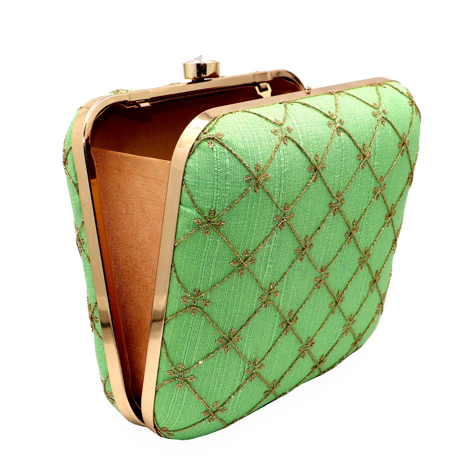 Women's Green Color Ethnique Evening Clutch Bag - VASTANS