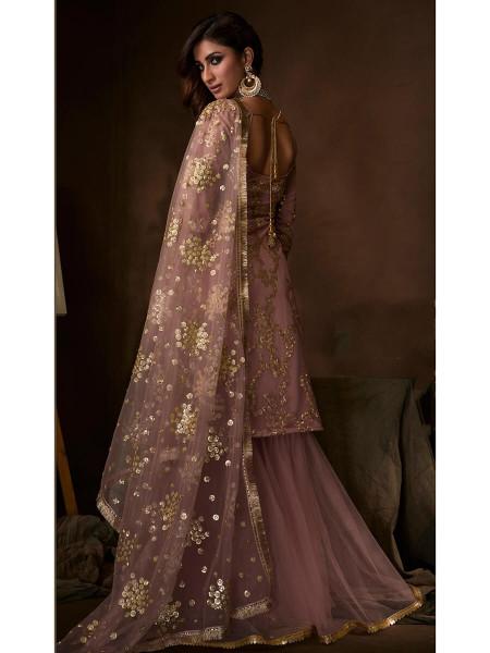 Women Purple Net Gharara Suit by Myracouture (2pcs Set)