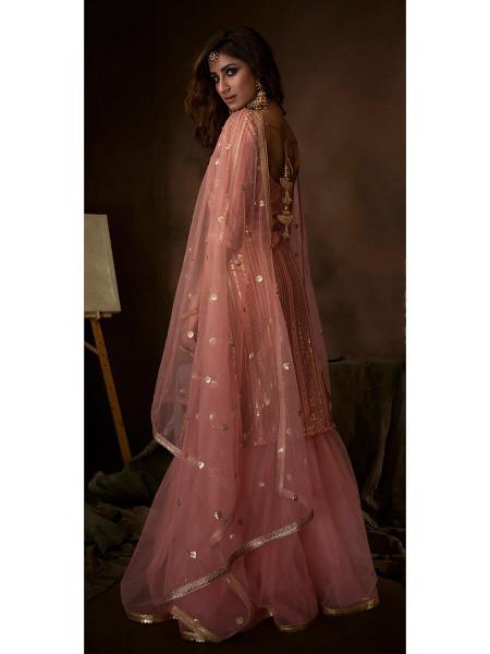 Women's  Pink Soft Net Gharara Suit - Myracouture