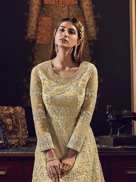 Women's  Mustard Yellow Heavy Embroidered Party Wear Suit - Myracouture