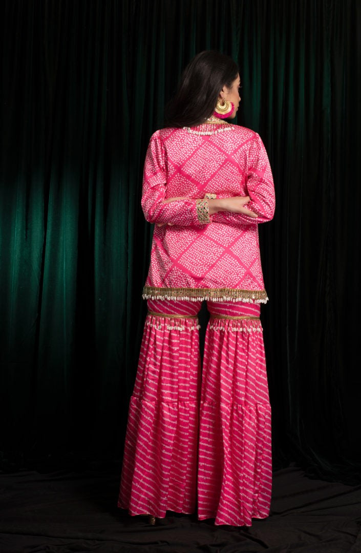 Women's Neon Pink Sharara Set - Khumaar- Shuchi Bhutani