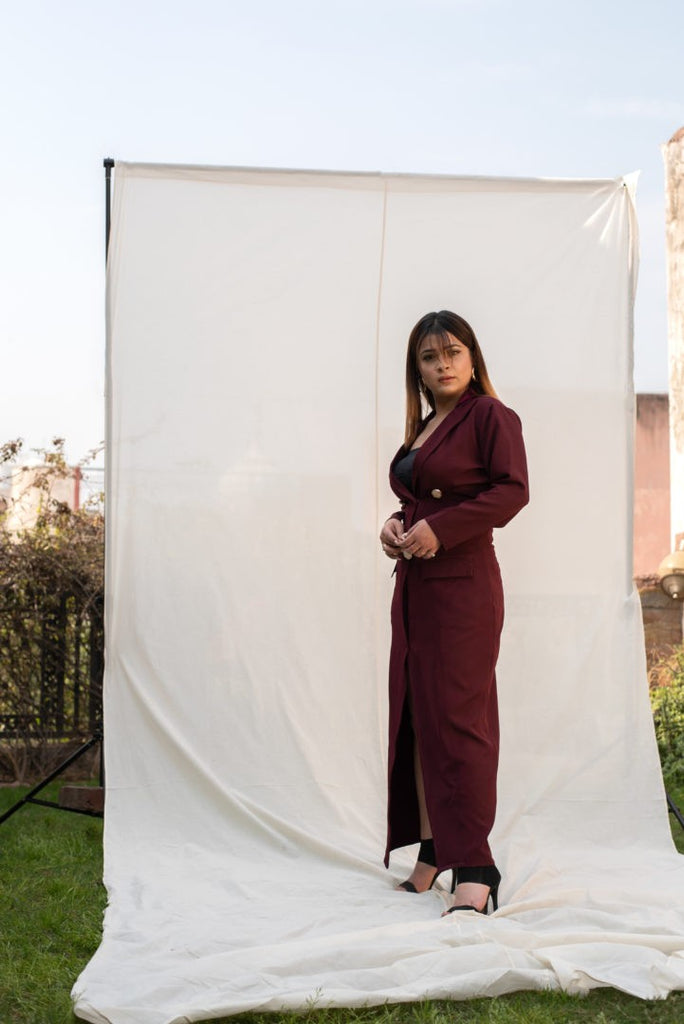 Women's Wine Coat Dress
