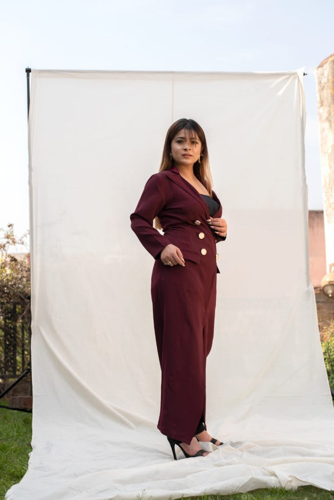 Women's Wine Coat Dress