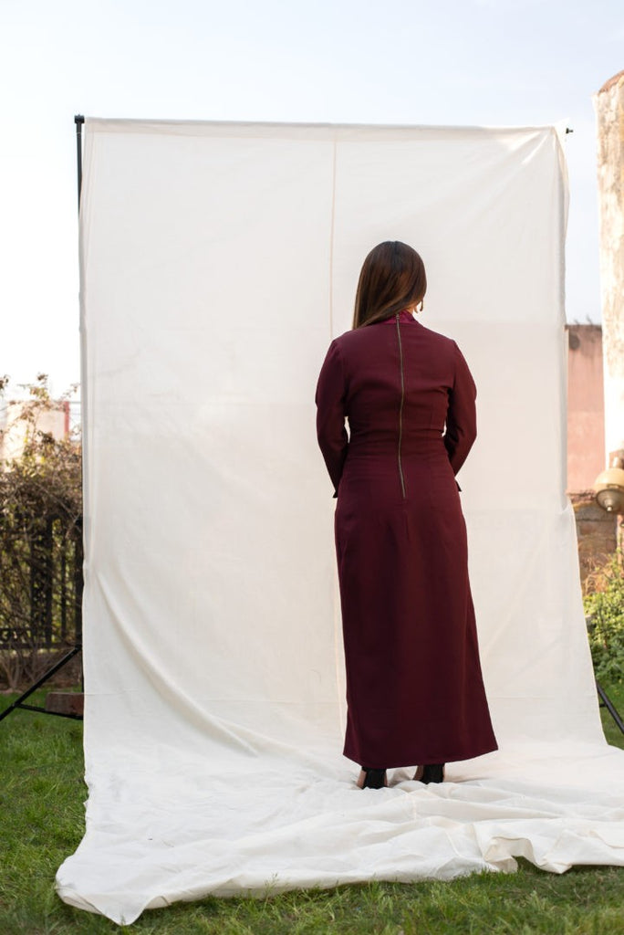 Women's Wine Coat Dress