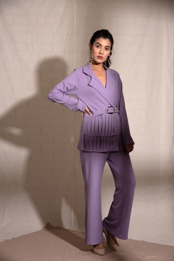 Women's Lavender Coat Pant Set