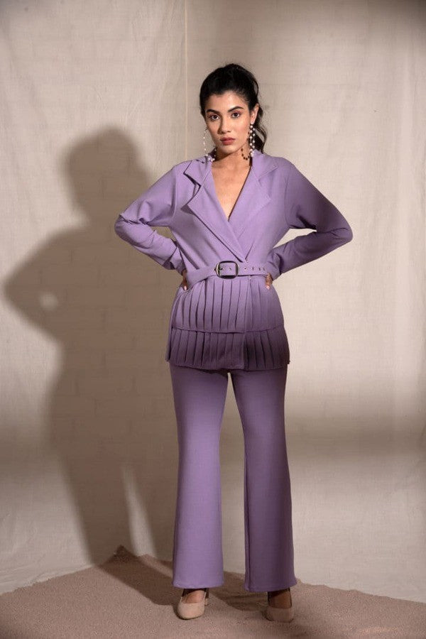 Women's Lavender Coat Pant Set